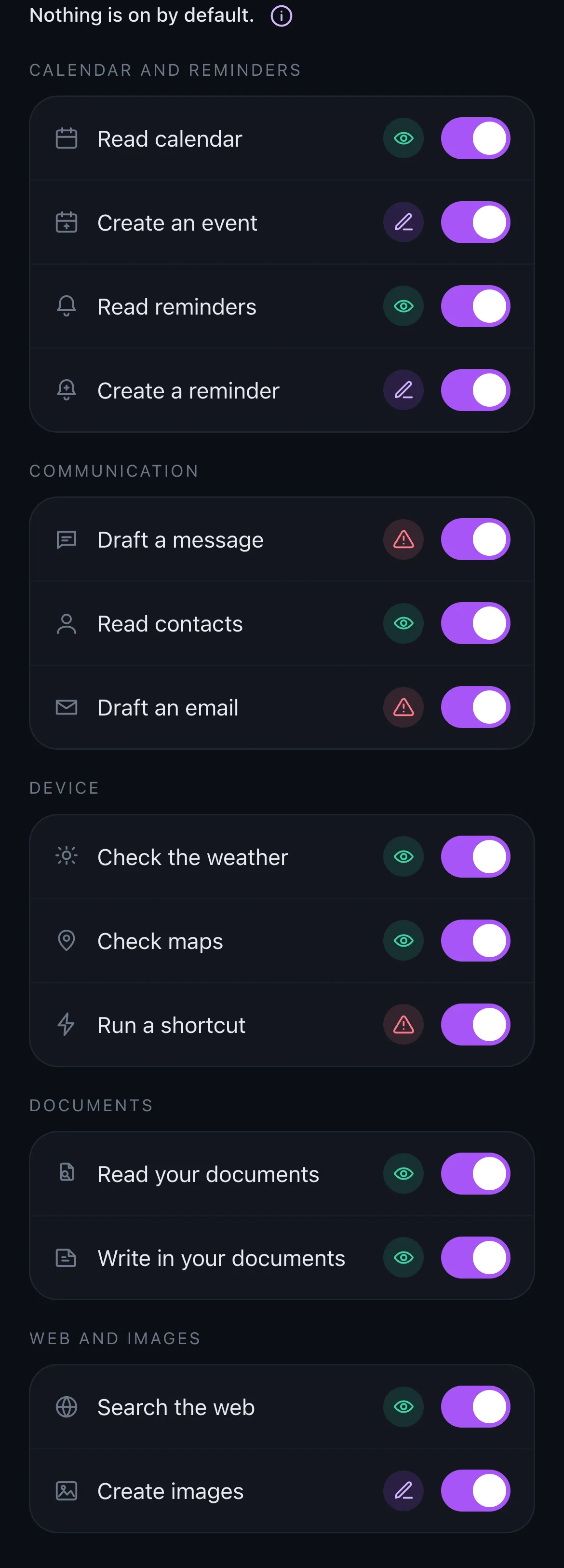 List of capabilities you can allow on the iPhone