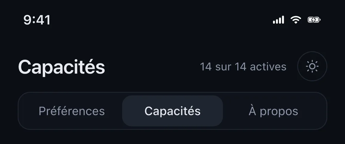 Écran Capacités