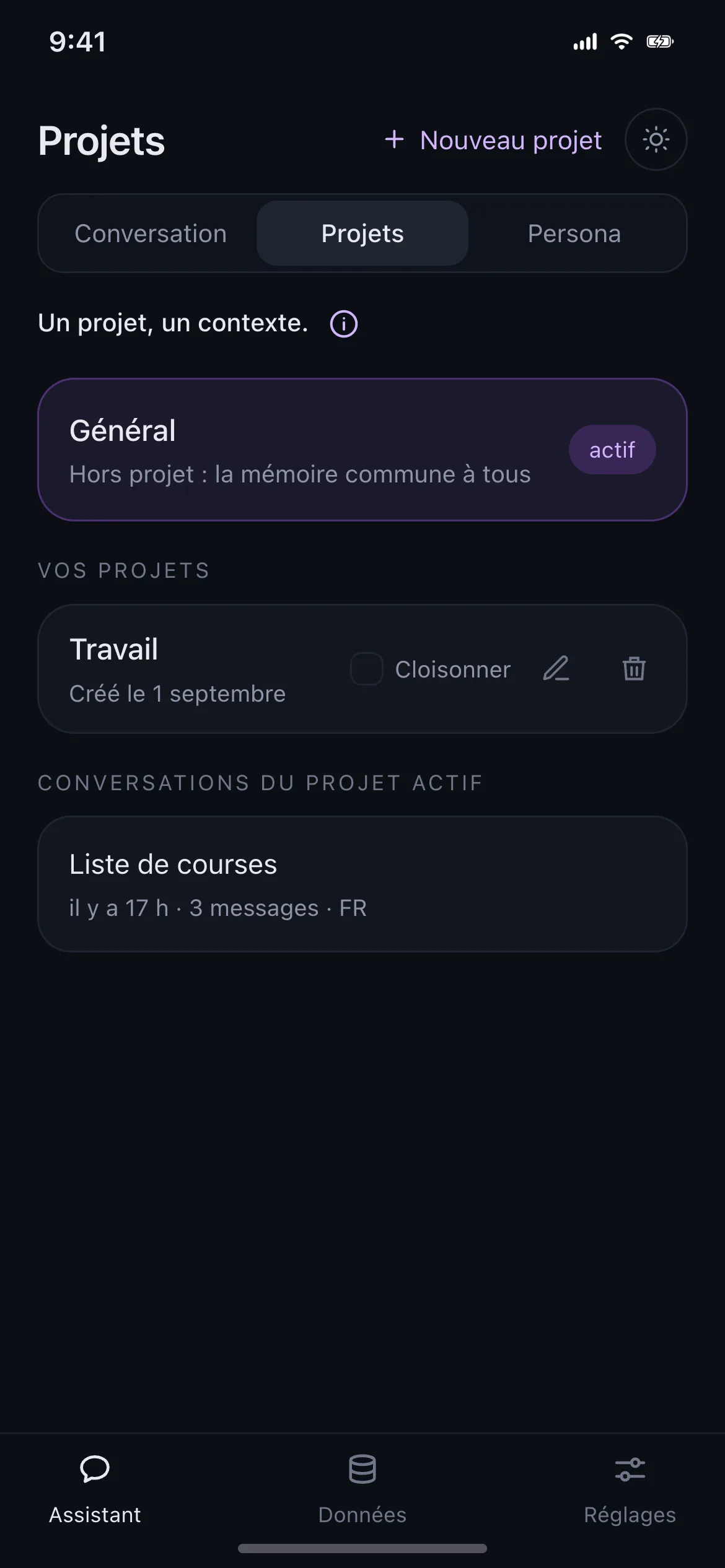 Projets et contextes dans IRIO