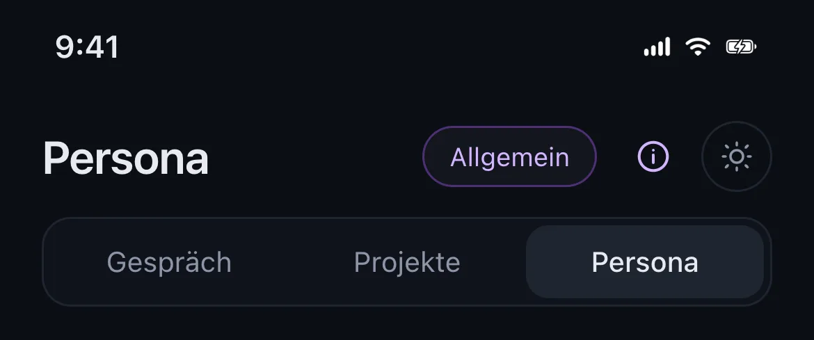 Bildschirm „Persona“